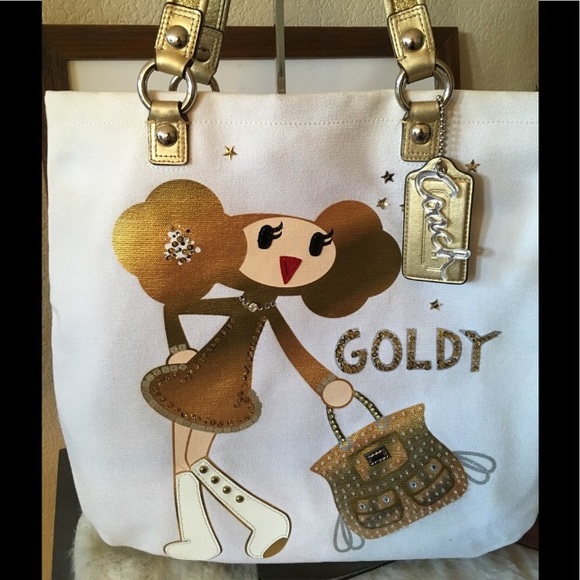 Coach poppy goldy satchel tote rare find discontinued - Picture 2 of 14